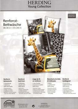 Bettwäsche New York Safari - Giraffe im Taxi - 135 x 200cm - Baumwolle - Renforcé